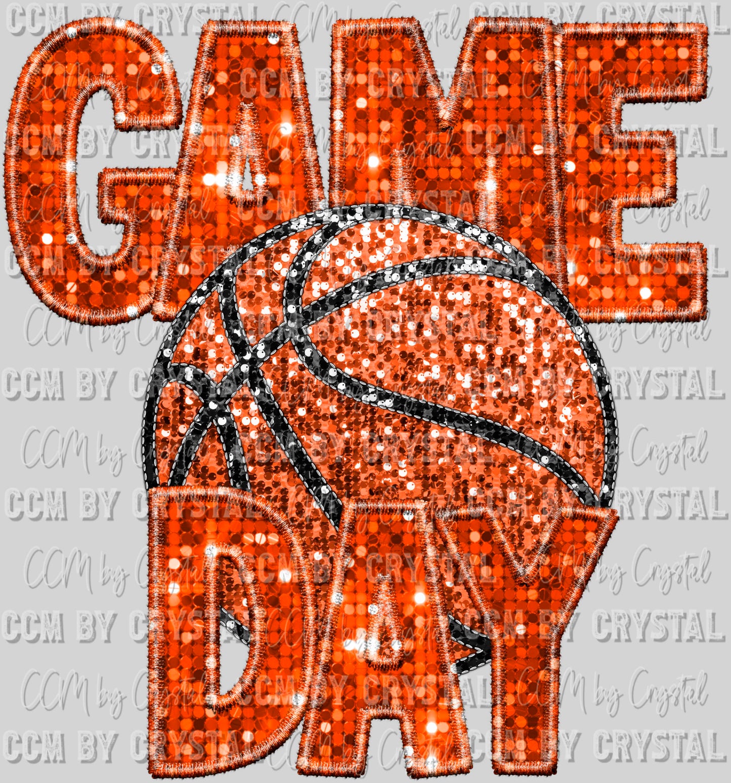 Game Day Basketball Faux Sequins Faux Embroidery Ready To Press Transfer