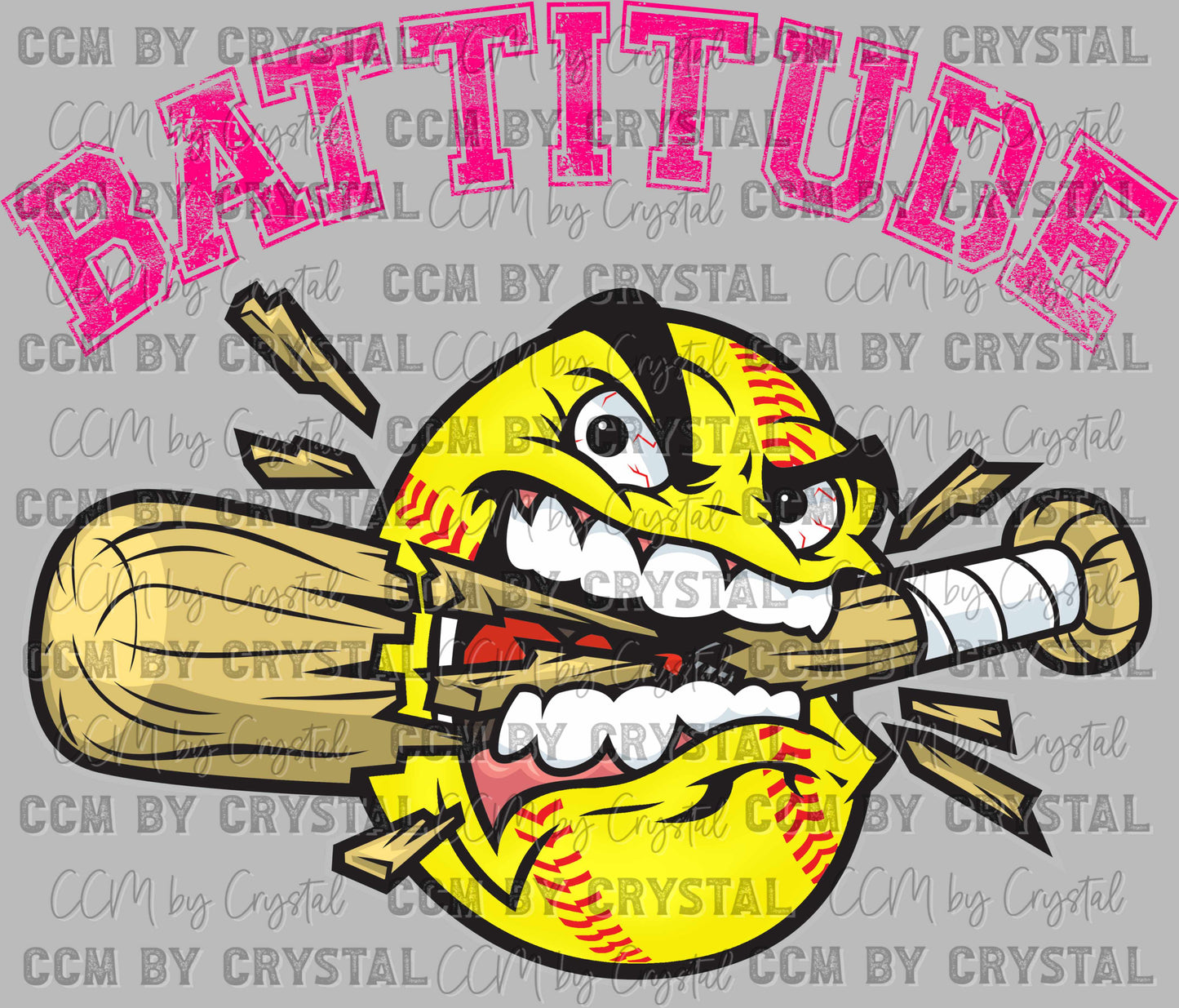 Pink Battitude Softball Ready to Press Transfer DTF Transfer Sublimation Transfer