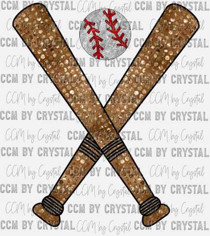 Baseball Bats Faux Sequins Ready to Press Transfer DTF Sublimation