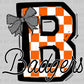 B Badgers Orange Checkered Mascot Ready to Press Transfer DTF Transfer Sublimation Transfer