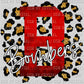 B Bombers Red with Gold Leopard Background Mascot Ready To Press Transfer