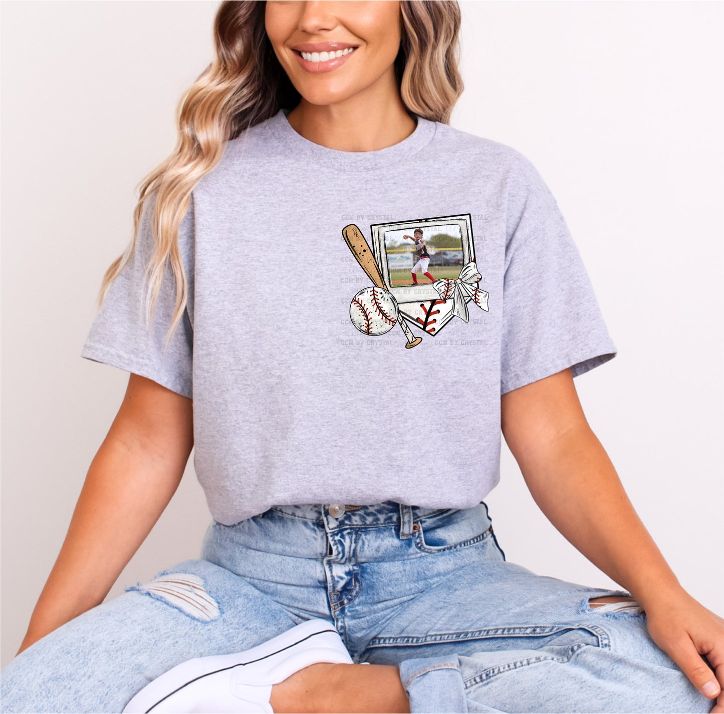 Custom Personalized Softball or Baseball Pocket T Shirt, Long Sleeve, Sweatshirt