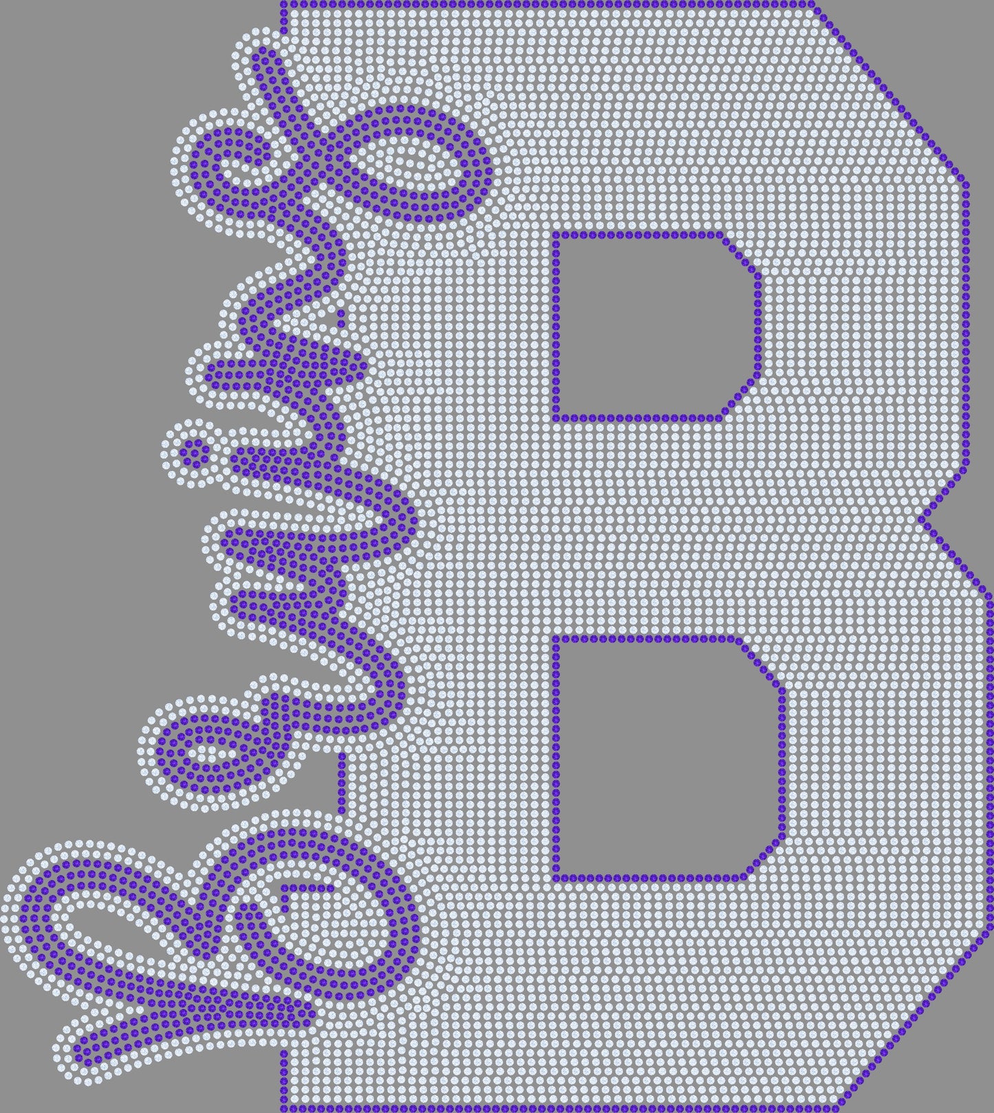 B Bruins Mascot 11" 2- Color Spangle Transfer