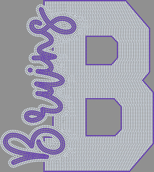 B Bruins Mascot 11" 2- Color Spangle Transfer