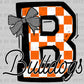B Bulldogs Orange Checkered Mascot Ready to Press Transfer DTF Transfer Sublimation Transfer