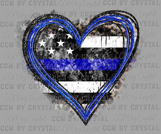 Back the Blue Heart Ready to Press Transfer DTF Transfer Sublimation Transfer