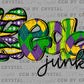 Mardi Gras Bead Junkie Ready to Press Transfer DTF Transfer Sublimation Transfer