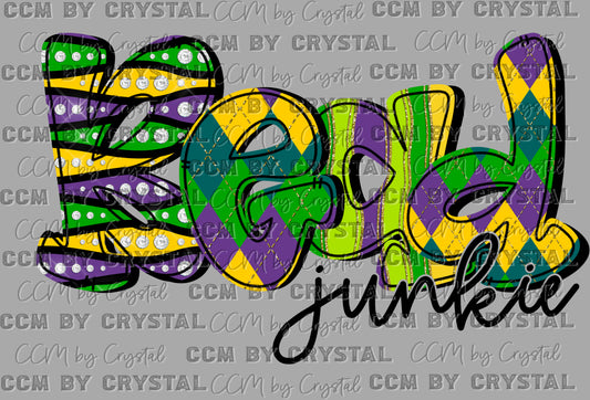 Mardi Gras Bead Junkie Ready to Press Transfer DTF Transfer Sublimation Transfer