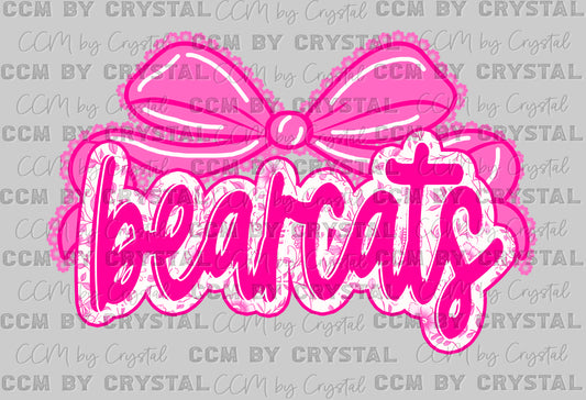 Bearcats Pink Mascot Ready to Press DTF Transfers Sublimation Transfers
