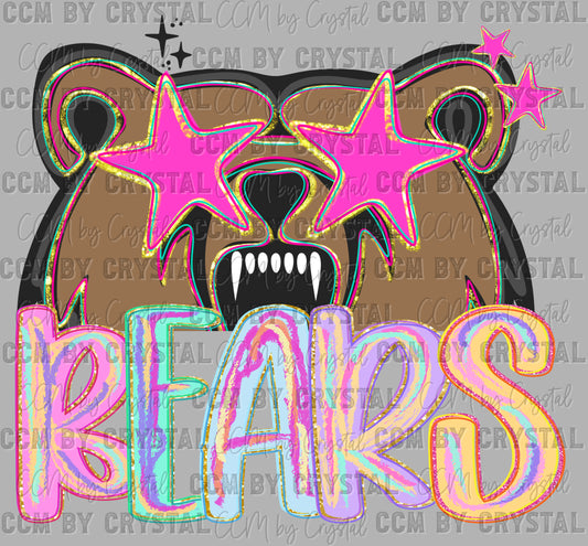 Bears Pastel Mascot Ready to Press DTF Transfers Sublimation Transfers
