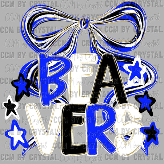Beavers Bow Mascot Ready to Press Transfer DTF Transfer Sublimation Transfer