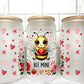 Bee Mine Valentines Day UV DTF Transfer 16oz Libby Glass Can Wrap Ready to Apply
