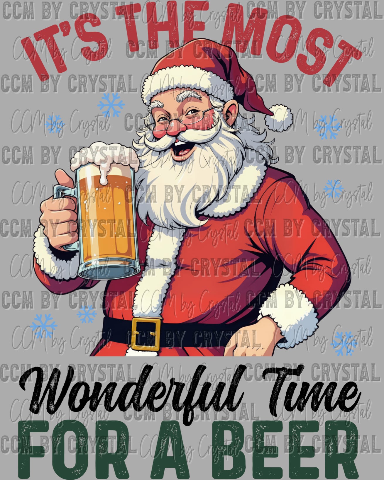 Christmas Santa It's the Most Wonderful Time for A Beer Ready to Press Transfer DTF Transfer Sublimation Transfer