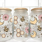 Bees and Honeycomb UV Transfer 16oz Libby Glass Can Wrap Ready to Apply