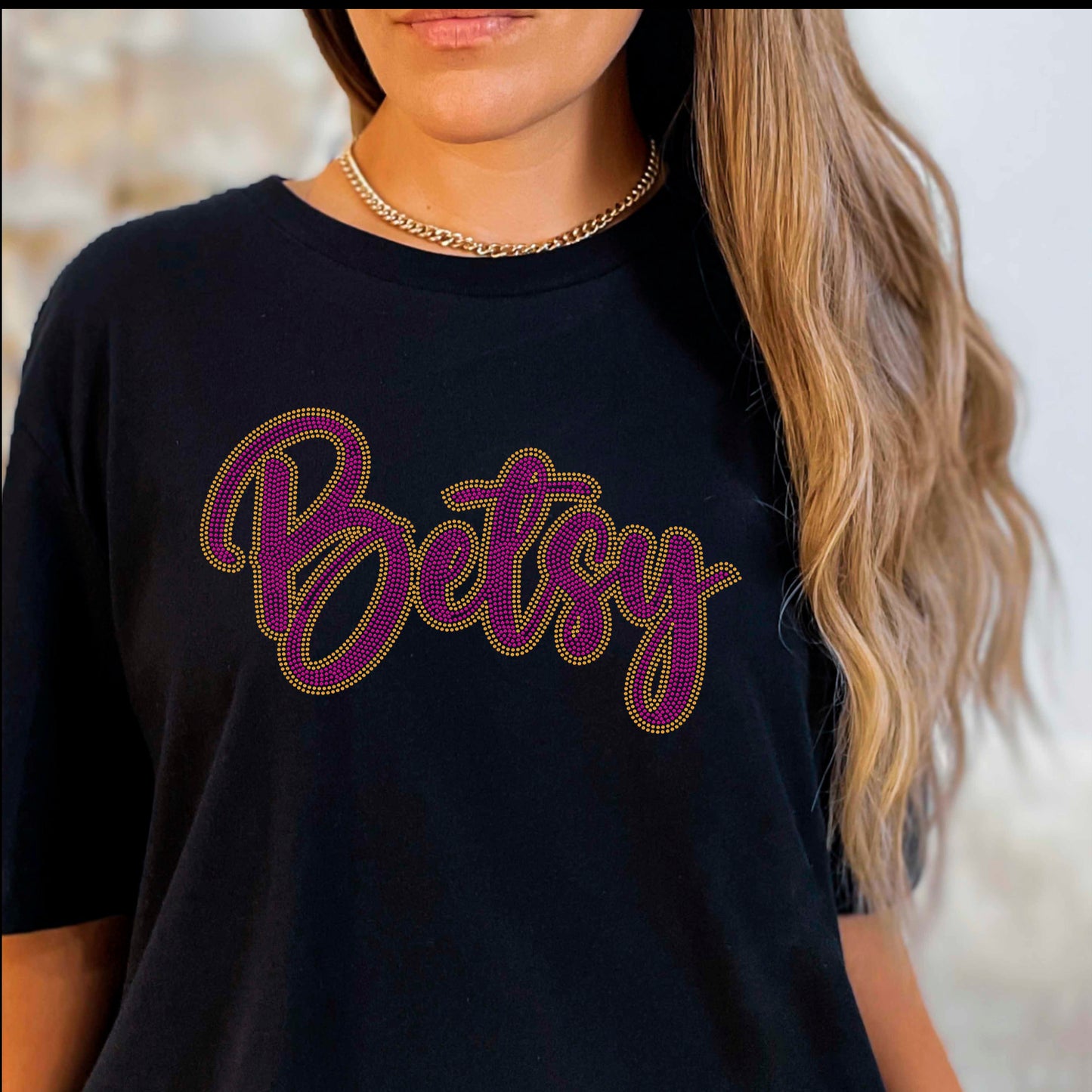 Betsy 2-Color Approximately 11" wide Spangle Transfer