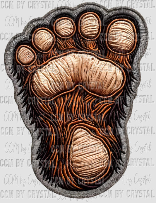 Sasquatch Foot Faux Embroidery Ready to Press Transfer DTF Transfer Sublimation Transfer