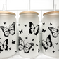 Black Butterflies UV DTF Transfer 16oz Libby Glass Can Wrap Ready to Apply