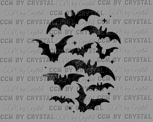 Distressed Black Bats Halloween Ready to Press Transfer DTF Transfer Sublimation Transfer