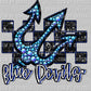 Blue Devils Mascot Faux Rhinestone Effect Ready to Press Transfer DTF Transfer Sublimation Transfer