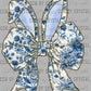 Blue Floral Easter Bunny Bow Ready to Press Transfer DTF Transfer Sublimation Transfer