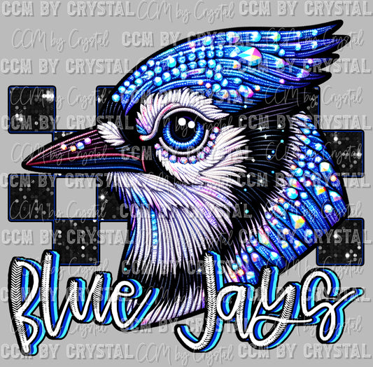 Blue Jays Faux Rhinestones Effect Ready to Press Transfer DTF Transfer Sublimation Transfer