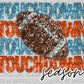 Touchdown Season Orange and Blue Football Faux Sequins Faux Embroidery Ready to Press Transfer