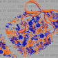 Football Floral Navy Orange Bow Flowers Sports Ready to Press Transfer DTF Transfer Sublimation Transfer