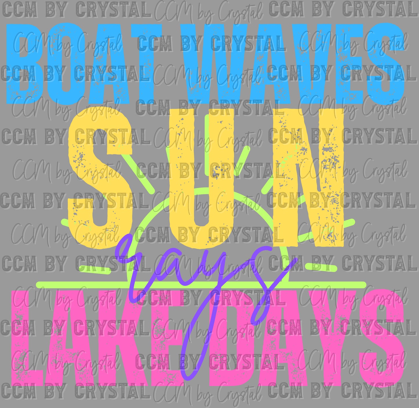 Boat Waves Sun Rays Lake Days Summertime DTF Transfer Sublimation Transfer