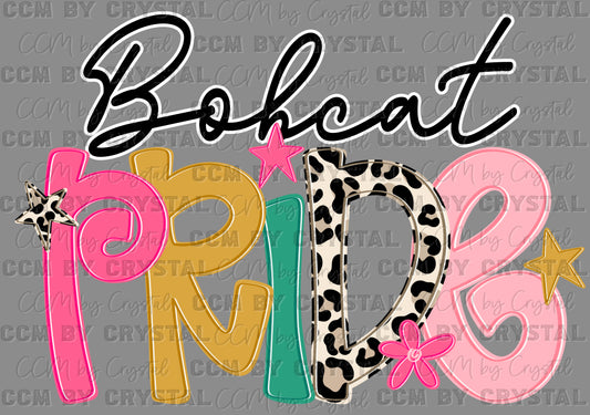 Bobcat Pride Wild and Colorful Mascot Ready to Press Transfer Direct to Film DTF Transfers
