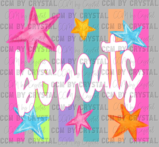 Bobcats Colorful Mascot Ready to Press DTF Transfers Sublimation Transfers =