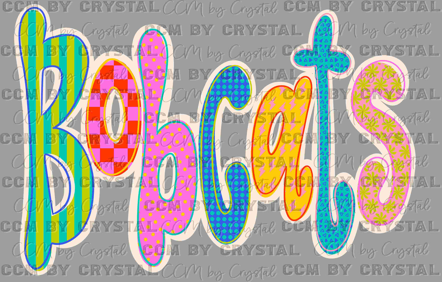 Bobcats Doodle Colorful Mascot Ready to Press Transfer Direct to Film DTF Transfers