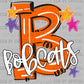 B Bobcats Mascot Orange Ready to Press DTF Transfers Sublimation Transfers