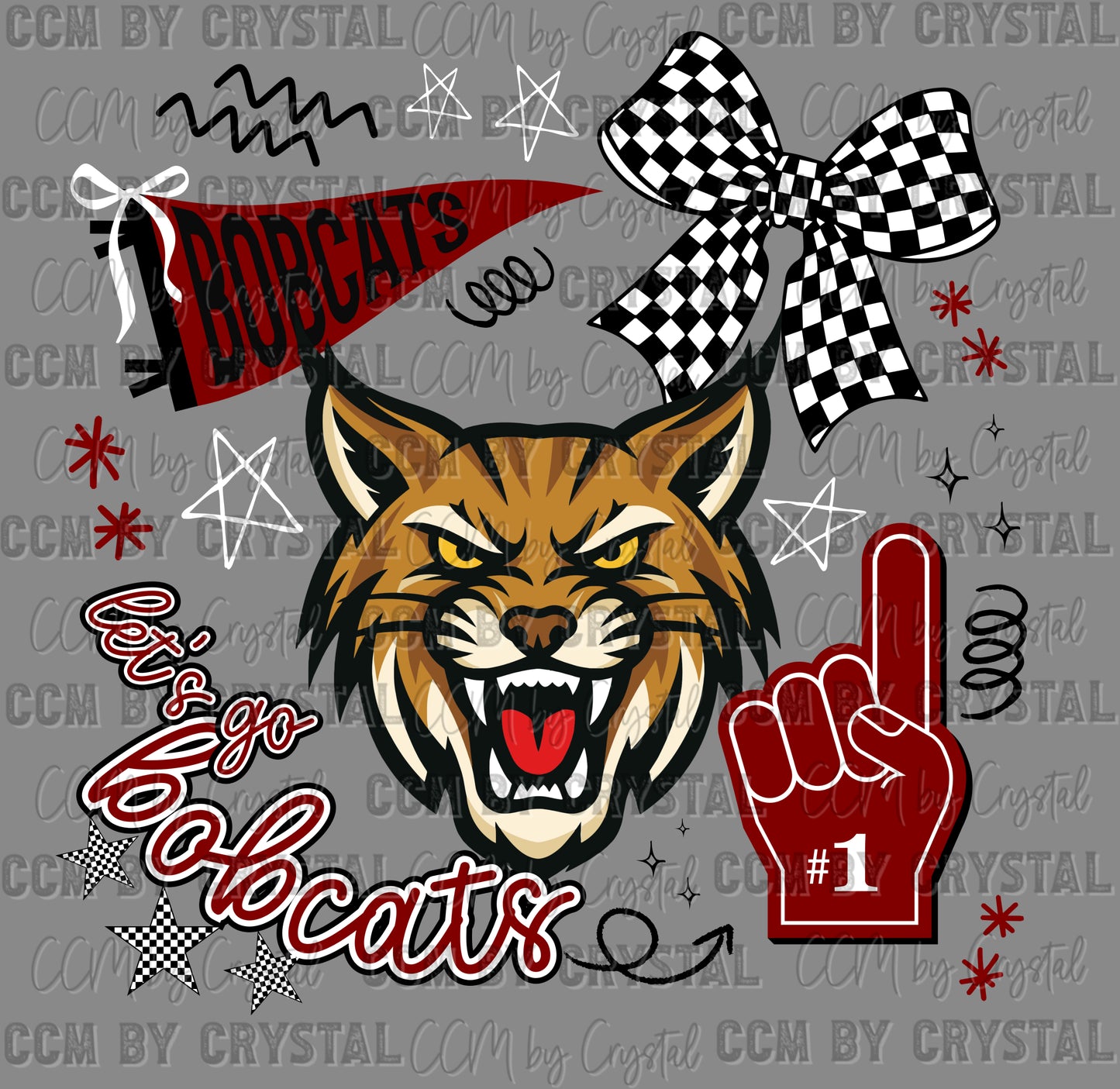 Let's Go Bobcat's Mascot Ready to Press Transfer DTF Transfer Sublimation Transfer