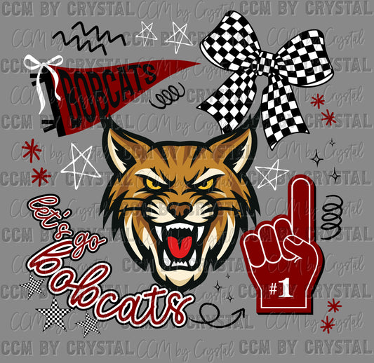 Let's Go Bobcat's Mascot Ready to Press Transfer DTF Transfer Sublimation Transfer