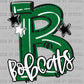 B Bobcats Mascot Green Ready to Press DTF Transfers Sublimation Transfers