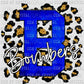 Bombers Blue with Gold Leopard Background Mascot PNG Digital File ONLY