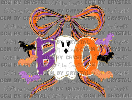 Boo Bow Halloween Ghost Ready to Press Transfer DTF Transfer Sublimation Transfer