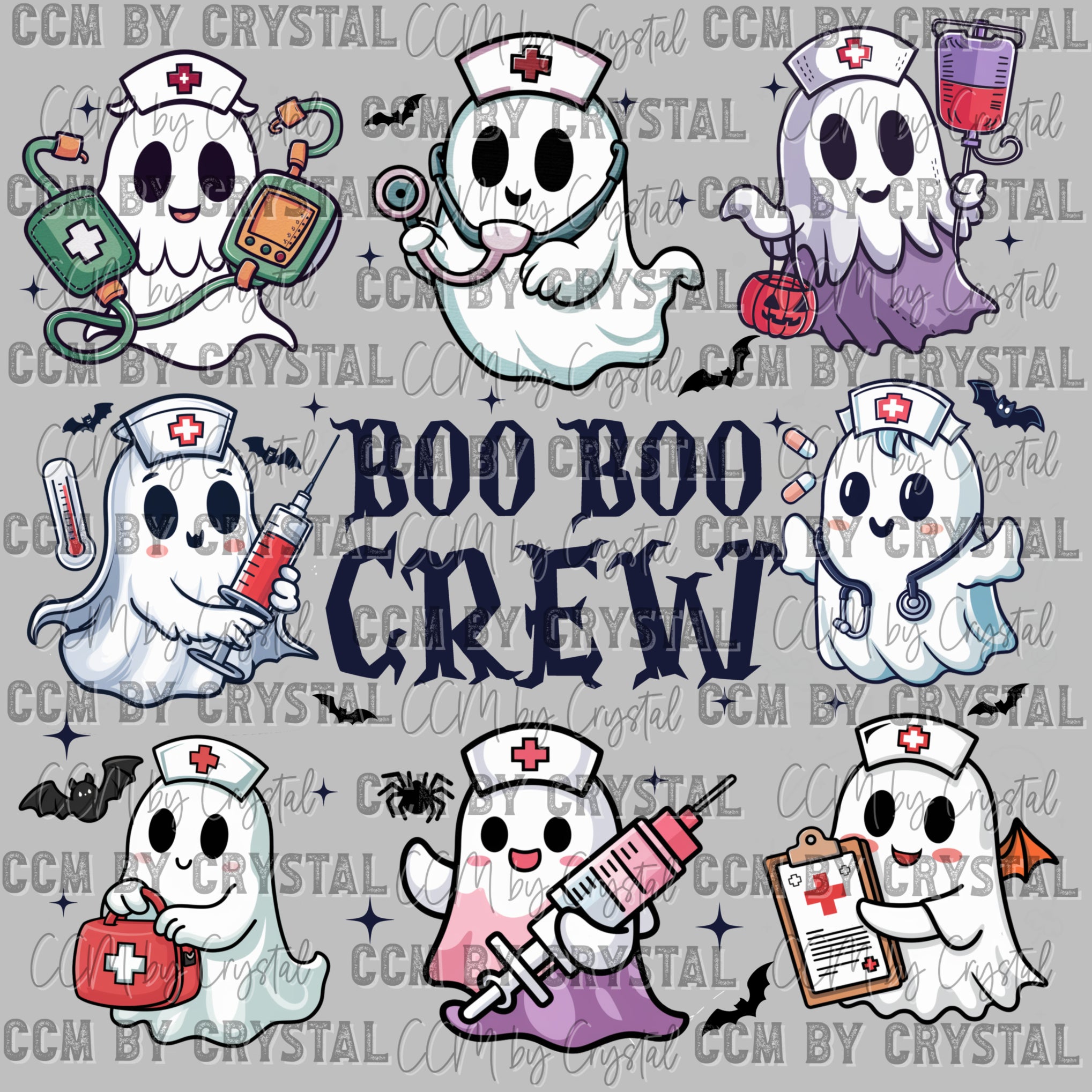 Boo Boo Crew Nurse Doctor Halloween Ready to Press Transfer DTF Transf ...