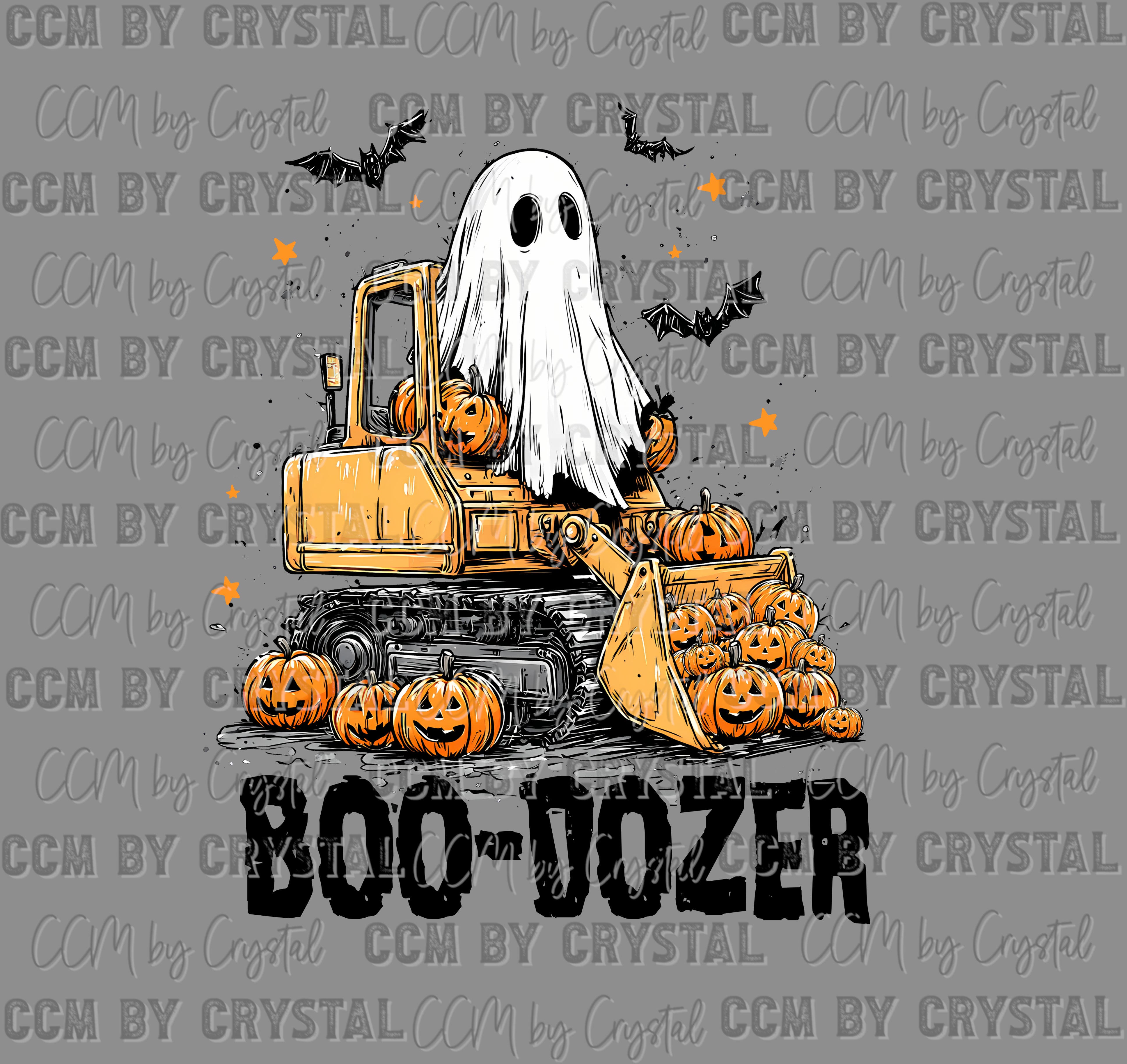 Boo-Dozer Ghost Halloween Ready to Press Transfer DTF Transfer Sublima ...