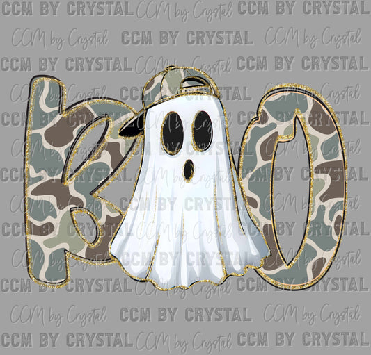Boo Ghost Camo Halloween Ready to Press Transfer DTF Transfer Sublimation Transfer