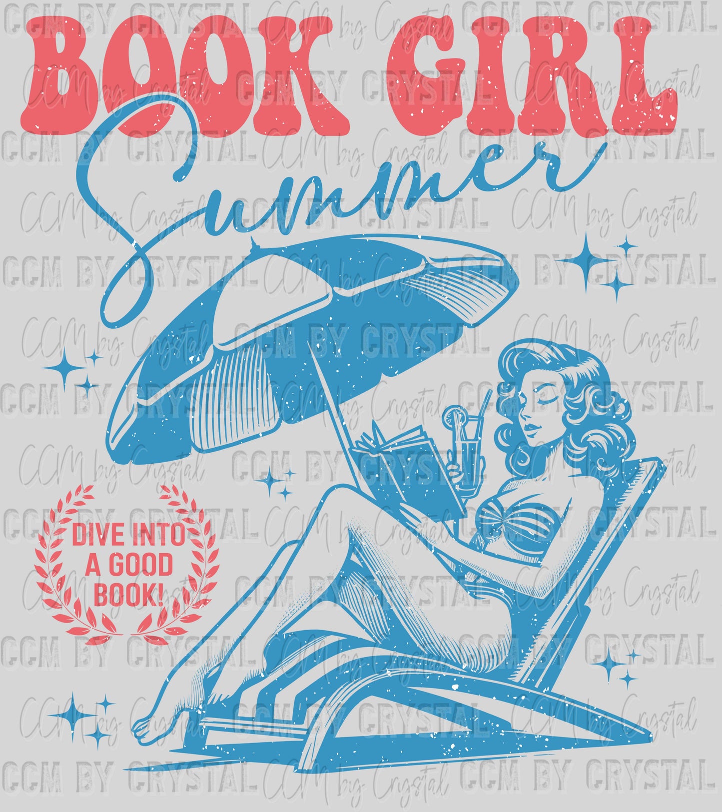 Book Girl Summer Ready to Press Transfer DTF Transfer Sublimation Transfer