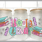 Book Lover UV Transfer 16oz Libby Glass Can Wrap Ready to Apply