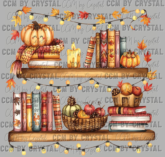 Fall Bookshelf Ready to Press Transfer DTF Transfer Sublimation Transfer