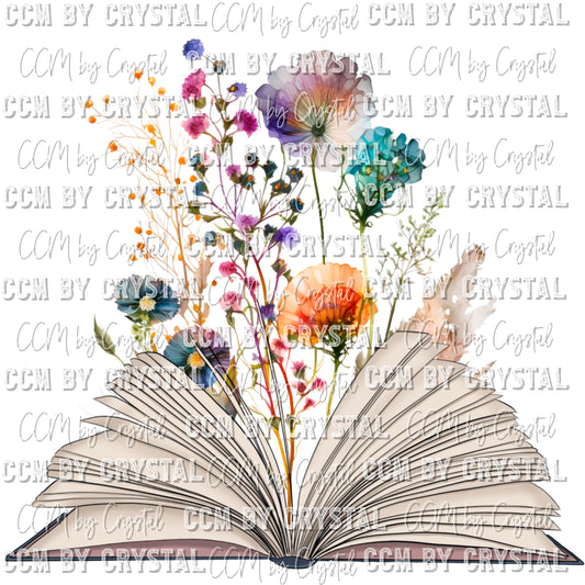 Book with Flowers Books Reading Ready to Press Transfer