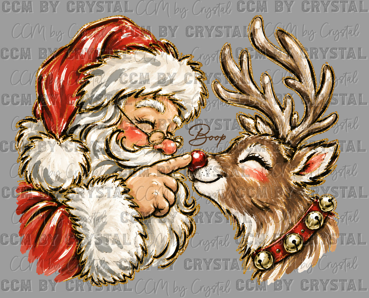 Santa Reindeer Boop Christmas Ready to Press DTF Transfers Sublimation Transfers
