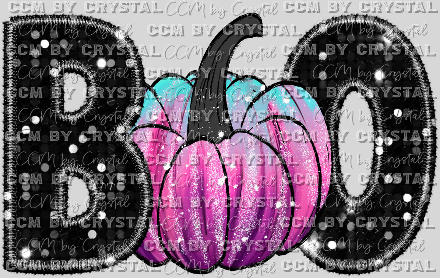 Boo Pumpkin Faux Embroidery Faux Sequins Halloween Fall Ready to Press Transfer