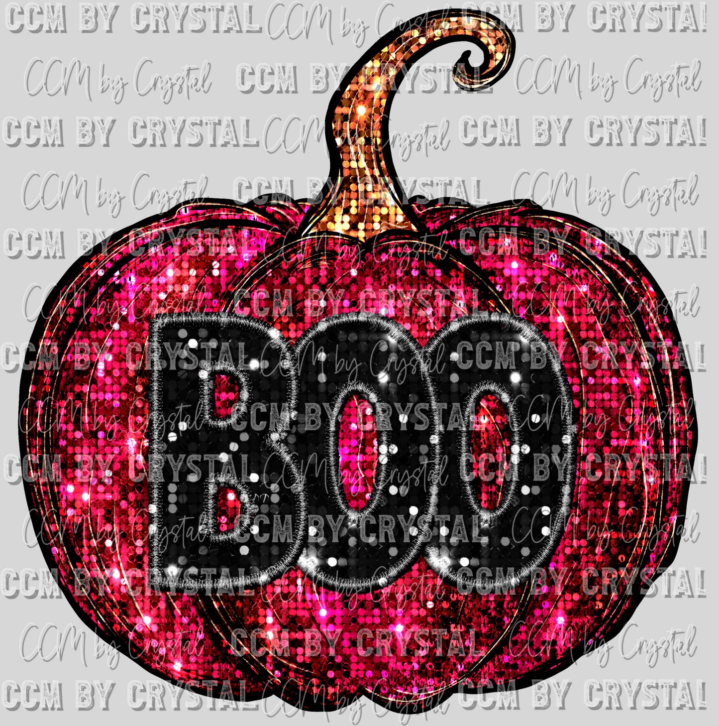 Boo Pumpkin Faux Embroidery Faux Sequins Halloween Fall Ready to Press Transfer