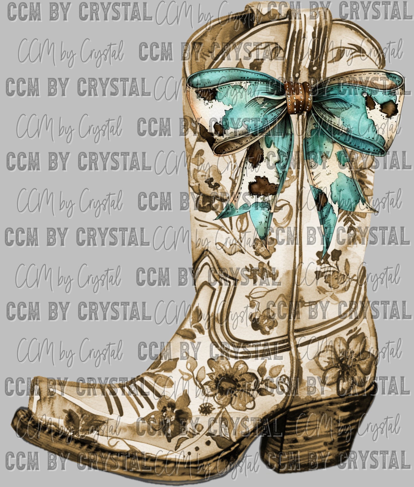 Cowboy Boot Turquoise Western Ready to Press Transfer DTF Transfer Sublimation Transfer
