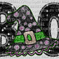 Boo Witch Hat Faux Embroidery Faux Sequins Halloween Fall Ready to Press Transfer