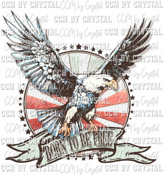 Freedom Tour Born to be Free Pocket Sleeve Fourth of July Patriotic Ready to Press Transfer